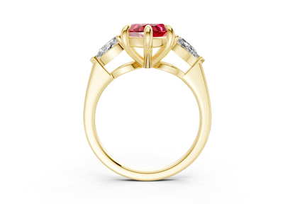 Vine Ruby Gemstone Three Stone Marquise Cut 1.8mm Engagement Ring