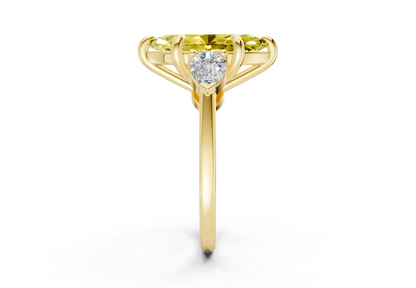 Vine Yellow Diamond Three Stone Marquise Cut 1.8mm Engagement Ring