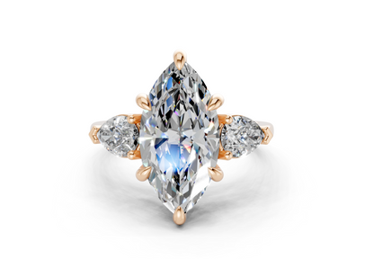 Vine Diamond Three Stone Marquise Cut 1.8mm Engagement Ring