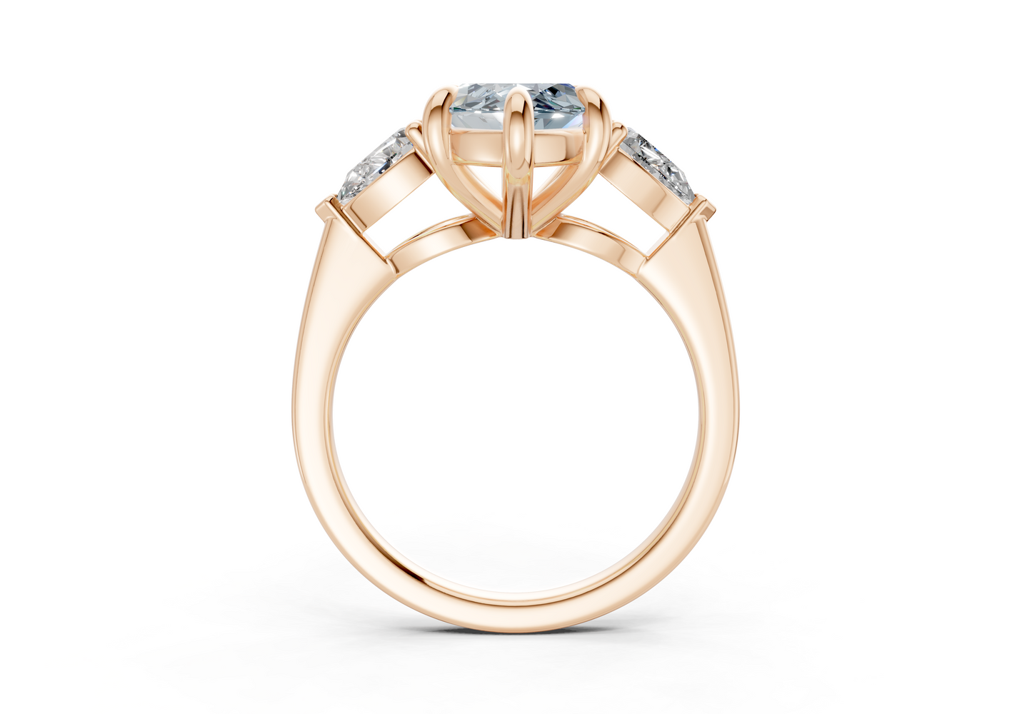 Vine Blue Diamond Three Stone Marquise Cut 1.8mm Engagement Ring