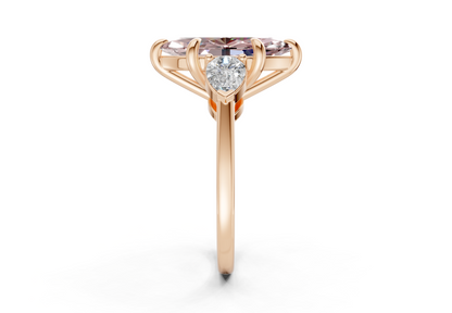 Vine Pink Diamond Three Stone Marquise Cut 1.8mm Engagement Ring