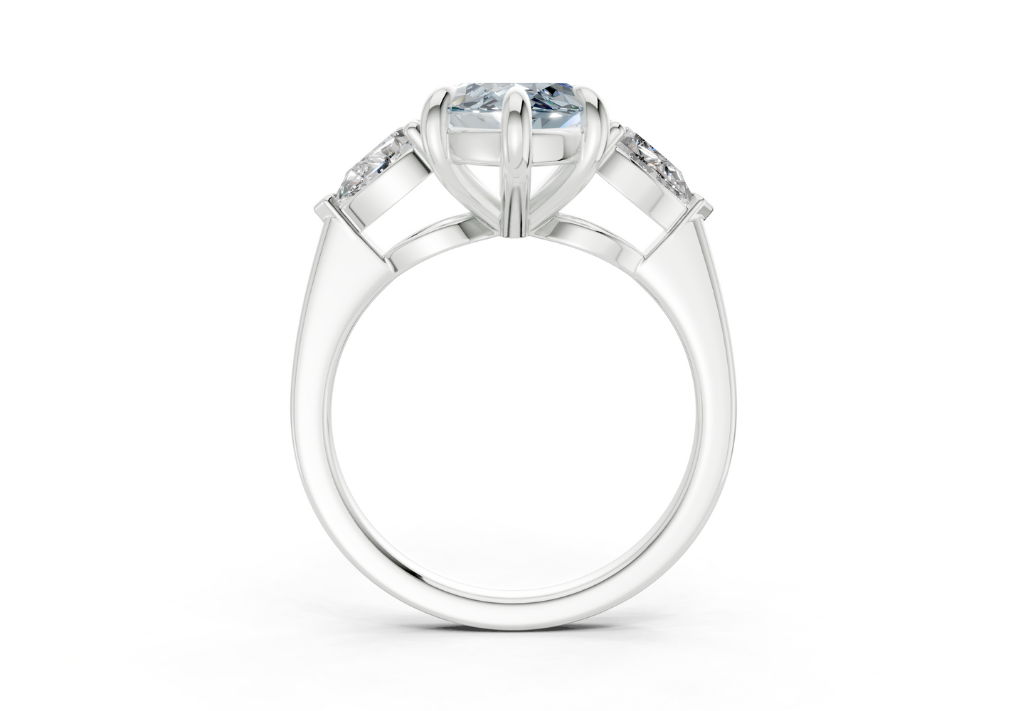 Vine Blue Diamond Three Stone Marquise Cut 1.8mm Engagement Ring