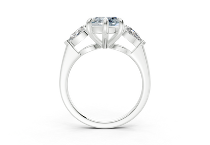 Vine Blue Diamond Three Stone Marquise Cut 1.8mm Engagement Ring