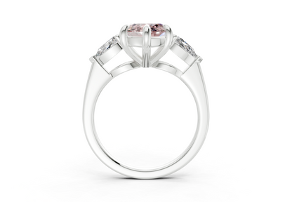 Vine Pink Diamond Three Stone Marquise Cut 1.8mm Engagement Ring