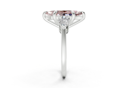 Vine Pink Diamond Three Stone Marquise Cut 1.8mm Engagement Ring
