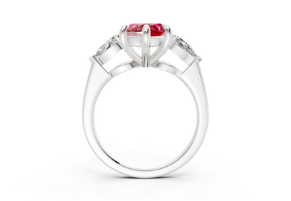 Vine Ruby Gemstone Three Stone Marquise Cut 1.8mm Engagement Ring