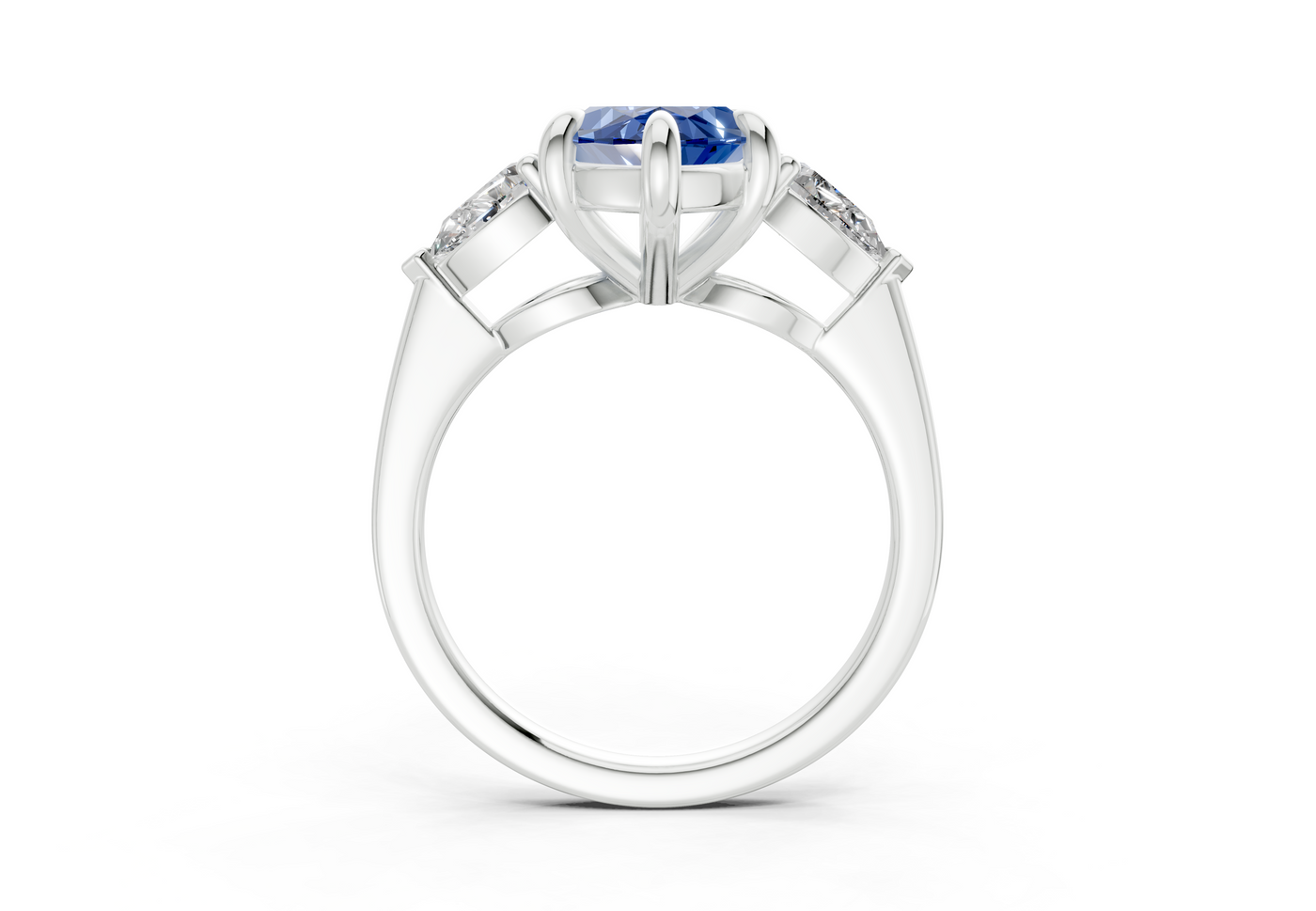 Vine Sapphire Gemstone Three Stone Marquise Cut 1.8mm Engagement Ring