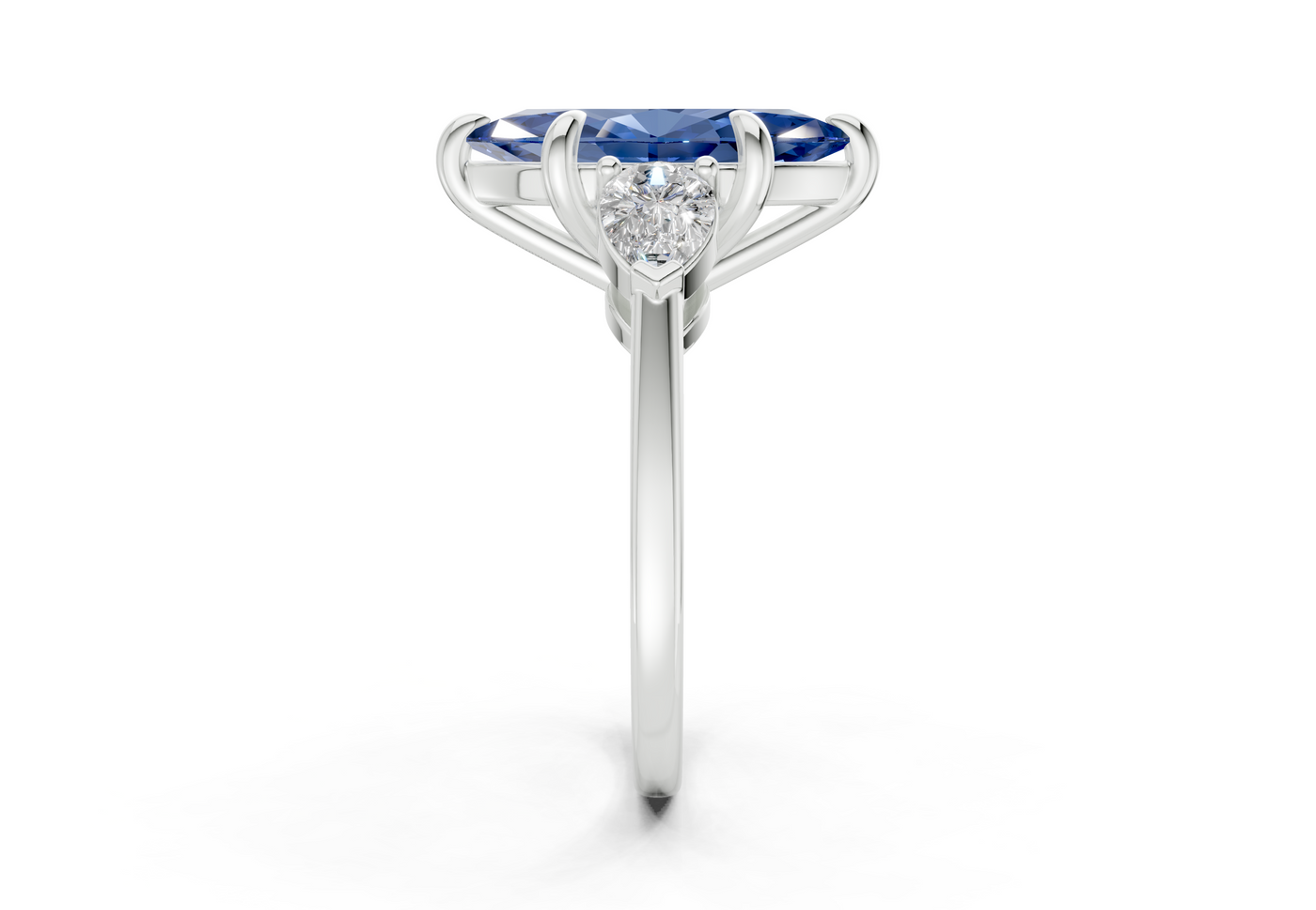 Vine Sapphire Gemstone Three Stone Marquise Cut 1.8mm Engagement Ring
