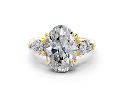 Vine Diamond Three Stone Oval Cut 1.8mm Engagement Ring
