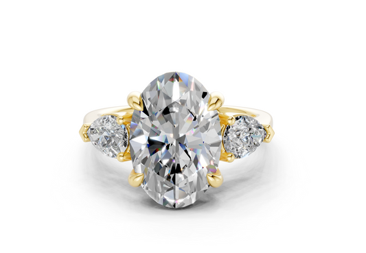 Vine Diamond Three Stone Oval Cut 1.8mm Engagement Ring