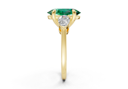Vine Emerald Gemstone Three Stone Oval Cut 1.8mm Engagement Ring