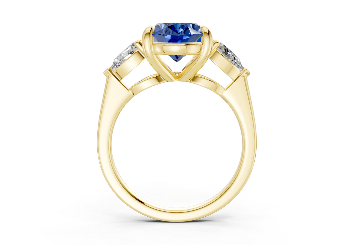 Vine Sapphire Gemstone Three Stone Oval Cut 1.8mm Engagement Ring