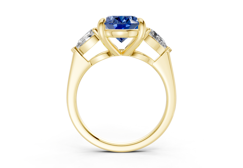 Vine Sapphire Gemstone Three Stone Oval Cut 1.8mm Engagement Ring
