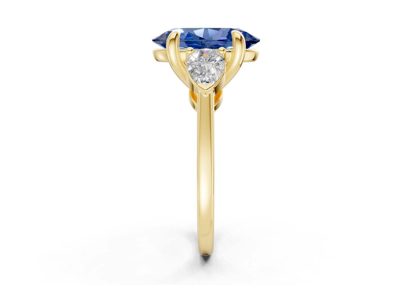 Vine Sapphire Gemstone Three Stone Oval Cut 1.8mm Engagement Ring