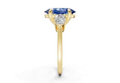 Vine Sapphire Gemstone Three Stone Oval Cut 1.8mm Engagement Ring