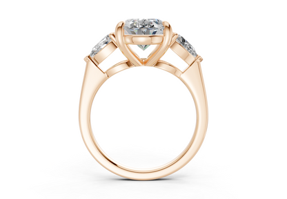 Vine Diamond Three Stone Oval Cut 1.8mm Engagement Ring