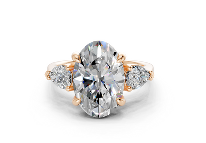 Vine Diamond Three Stone Oval Cut 1.8mm Engagement Ring
