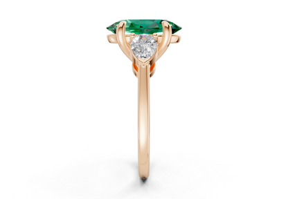 Vine Emerald Gemstone Three Stone Oval Cut 1.8mm Engagement Ring