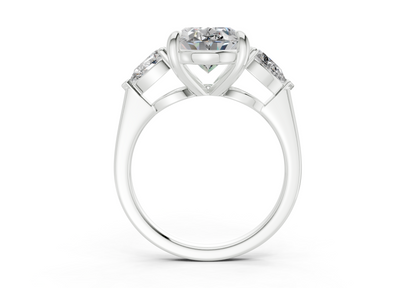 Vine Diamond Three Stone Oval Cut 1.8mm Engagement Ring