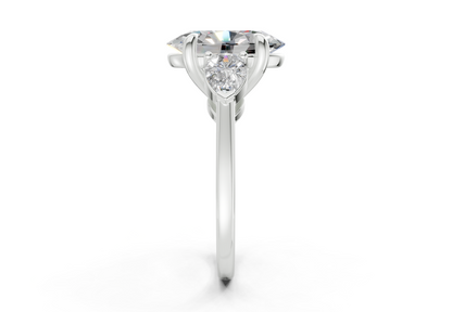 Vine Diamond Three Stone Oval Cut 1.8mm Engagement Ring