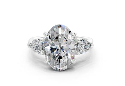 Vine Diamond Three Stone Oval Cut 1.8mm Engagement Ring