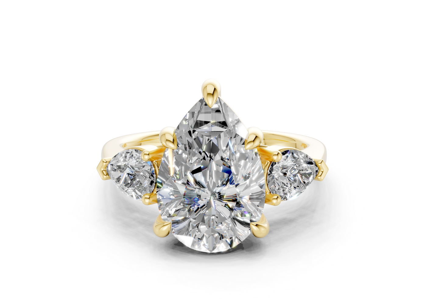 Vine Diamond Three Stone Pear Cut 1.8mm Engagement Ring