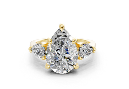 Vine Diamond Three Stone Pear Cut 1.8mm Engagement Ring