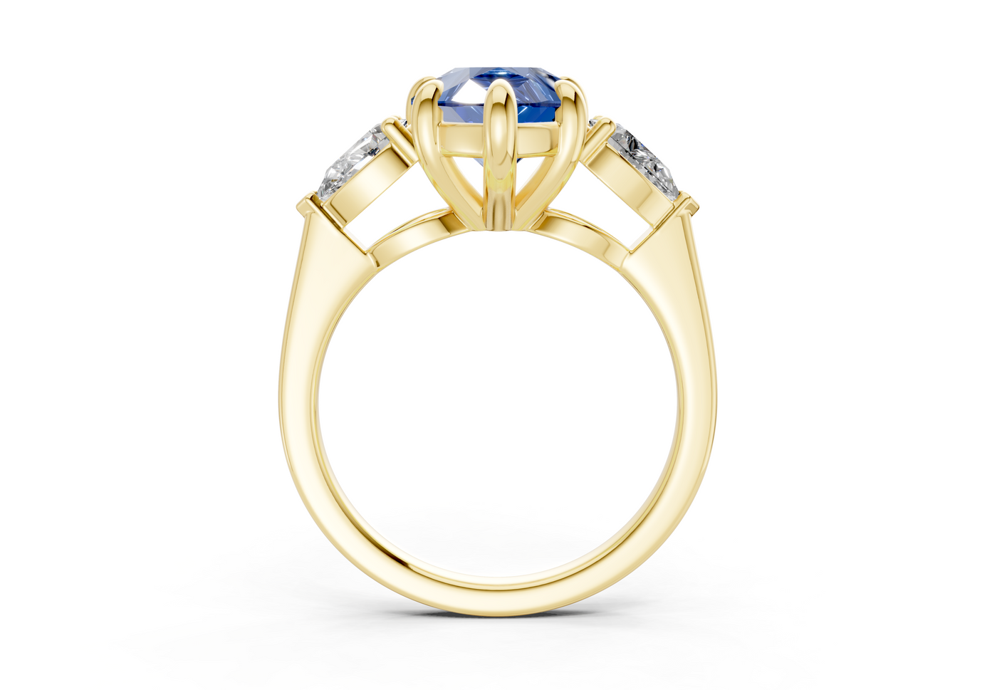 Vine Sapphire Gemstone Three Stone Pear Cut 1.8mm Engagement Ring
