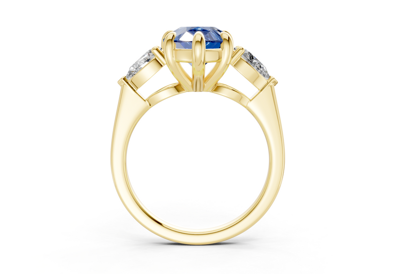 Vine Sapphire Gemstone Three Stone Pear Cut 1.8mm Engagement Ring
