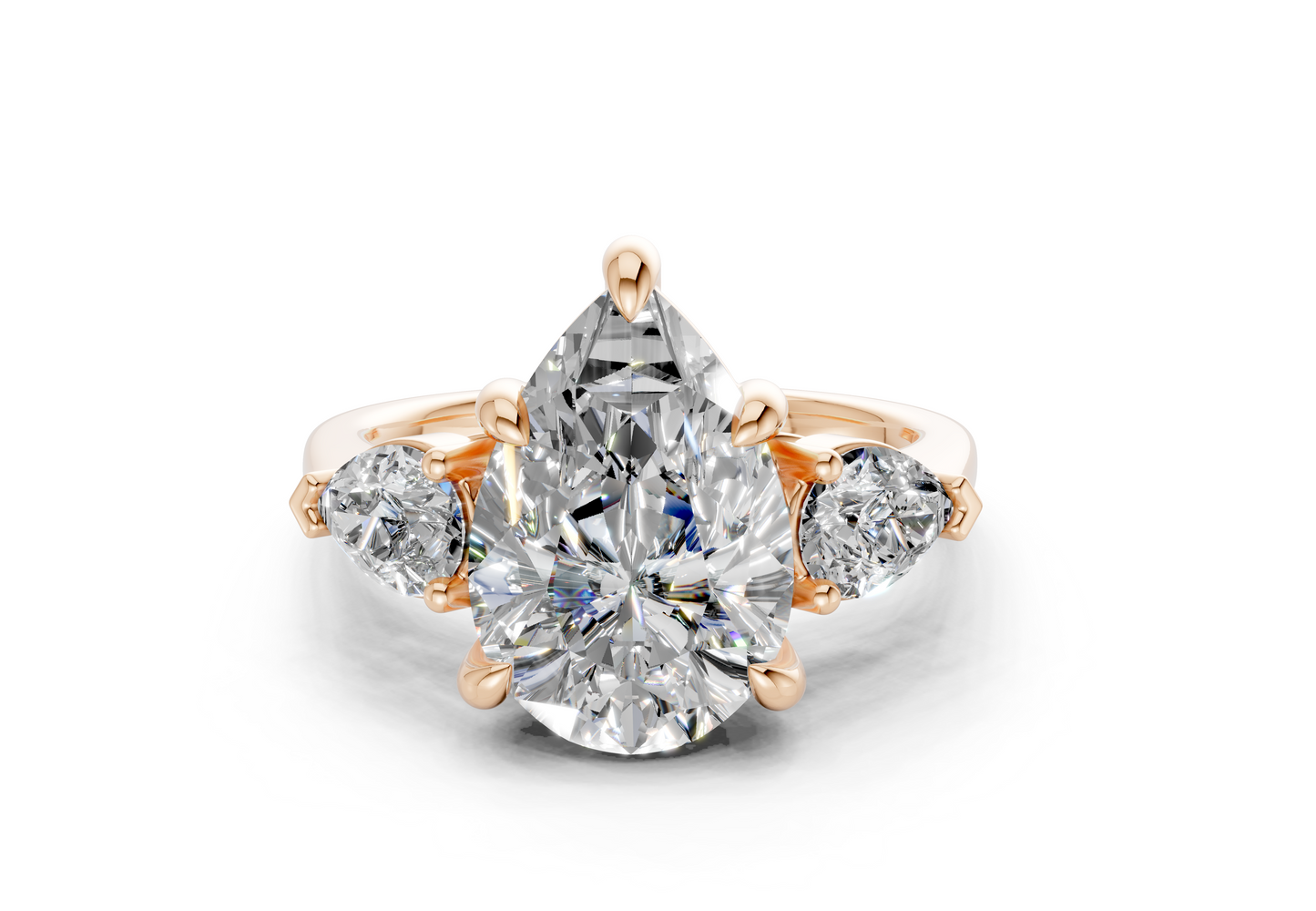 Vine Diamond Three Stone Pear Cut 1.8mm Engagement Ring