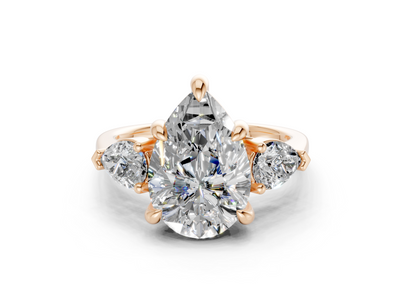 Vine Diamond Three Stone Pear Cut 1.8mm Engagement Ring