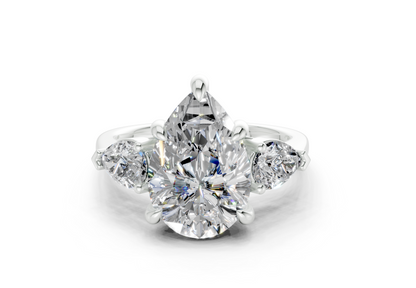 Vine Diamond Three Stone Pear Cut 1.8mm Engagement Ring