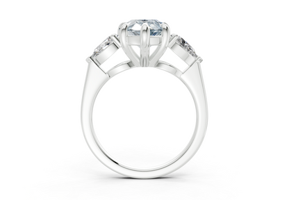 Vine Blue Diamond Three Stone Pear Cut 1.8mm Engagement Ring