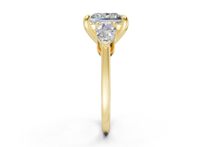 Vine Diamond Three Stone Princess Cut 1.8mm Engagement Ring