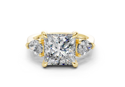 Vine Diamond Three Stone Princess Cut 1.8mm Engagement Ring