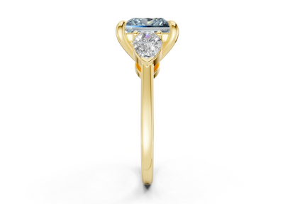 Vine Blue Diamond Three Stone Princess Cut 1.8mm Engagement Ring