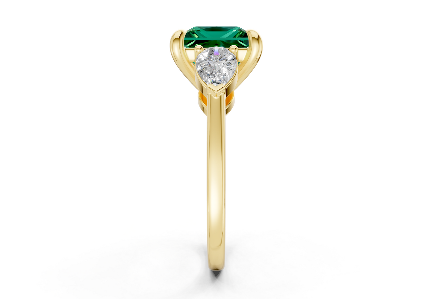 Vine Emerald Gemstone Three Stone Princess Cut 1.8mm Engagement Ring