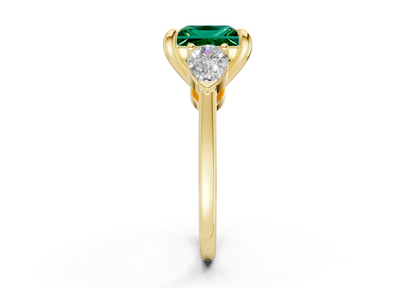 Vine Emerald Gemstone Three Stone Princess Cut 1.8mm Engagement Ring