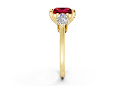 Vine Ruby Gemstone Three Stone Princess Cut 1.8mm Engagement Ring