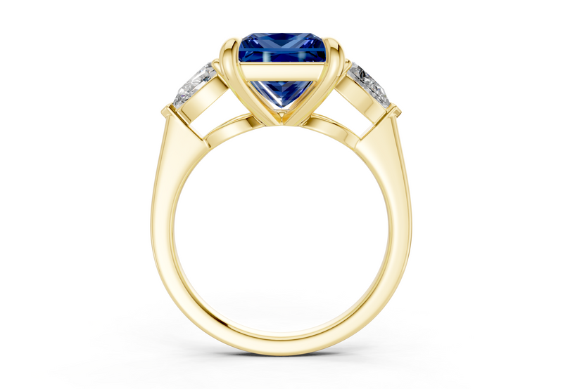 Vine Sapphire Gemstone Three Stone Princess Cut 1.8mm Engagement Ring