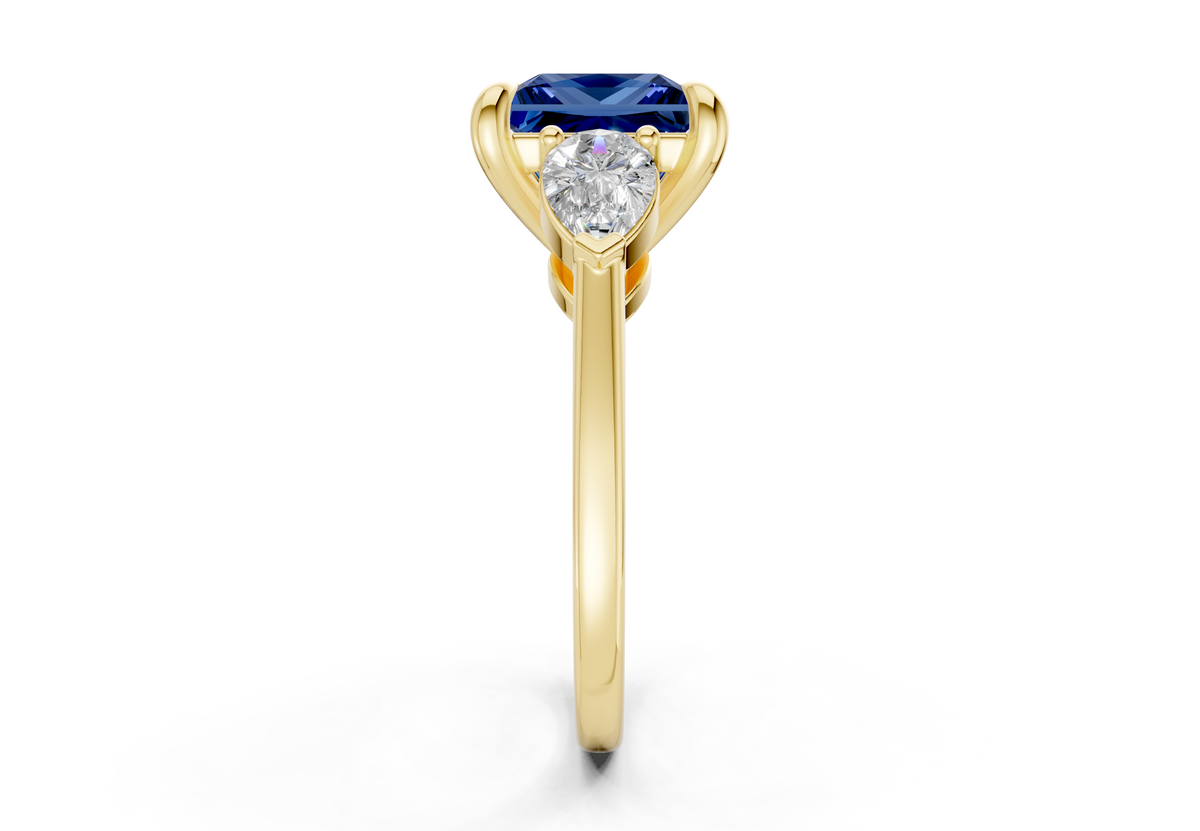 Vine Sapphire Gemstone Three Stone Princess Cut 1.8mm Engagement Ring