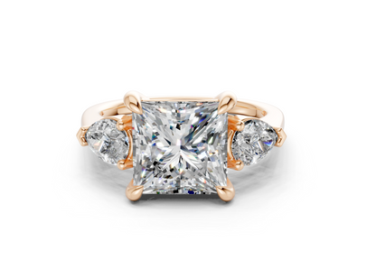 Vine Diamond Three Stone Princess Cut 1.8mm Engagement Ring