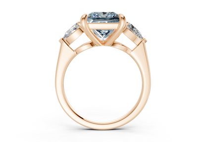 Vine Blue Diamond Three Stone Princess Cut 1.8mm Engagement Ring