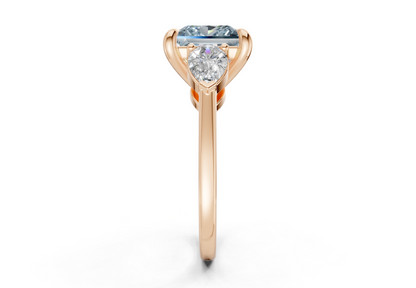 Vine Blue Diamond Three Stone Princess Cut 1.8mm Engagement Ring