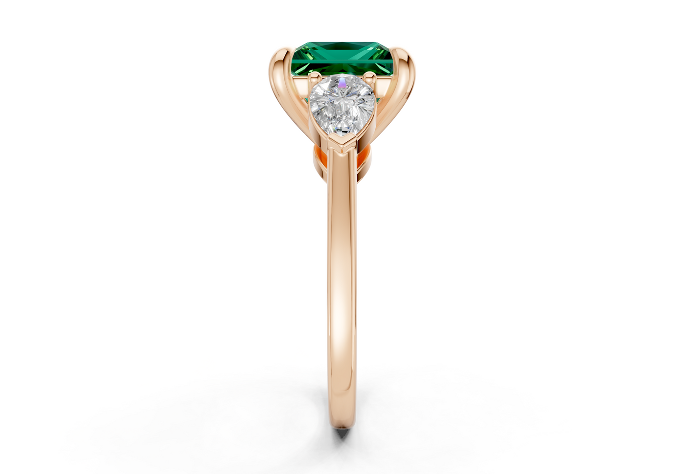 Vine Emerald Gemstone Three Stone Princess Cut 1.8mm Engagement Ring
