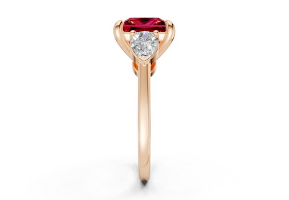Vine Ruby Gemstone Three Stone Princess Cut 1.8mm Engagement Ring