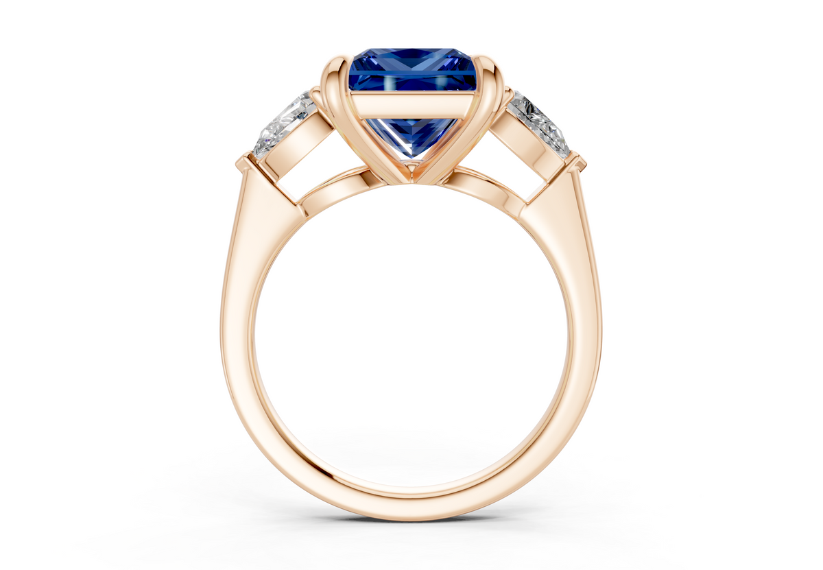 Vine Sapphire Gemstone Three Stone Princess Cut 1.8mm Engagement Ring