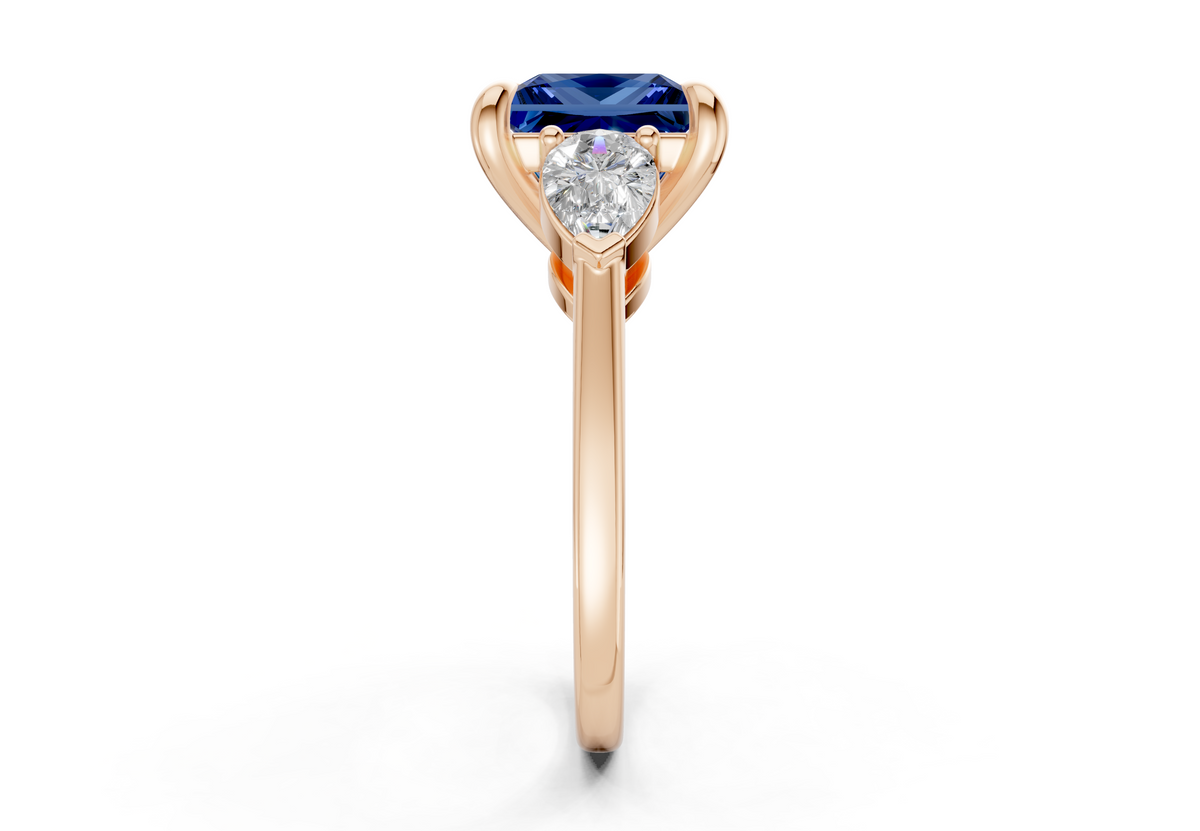 Vine Sapphire Gemstone Three Stone Princess Cut 1.8mm Engagement Ring