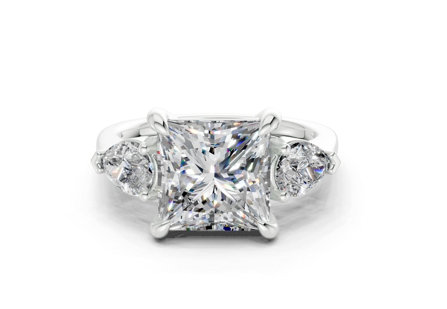 Vine Diamond Three Stone Princess Cut 1.8mm Engagement Ring