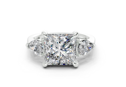 Vine Diamond Three Stone Princess Cut 1.8mm Engagement Ring